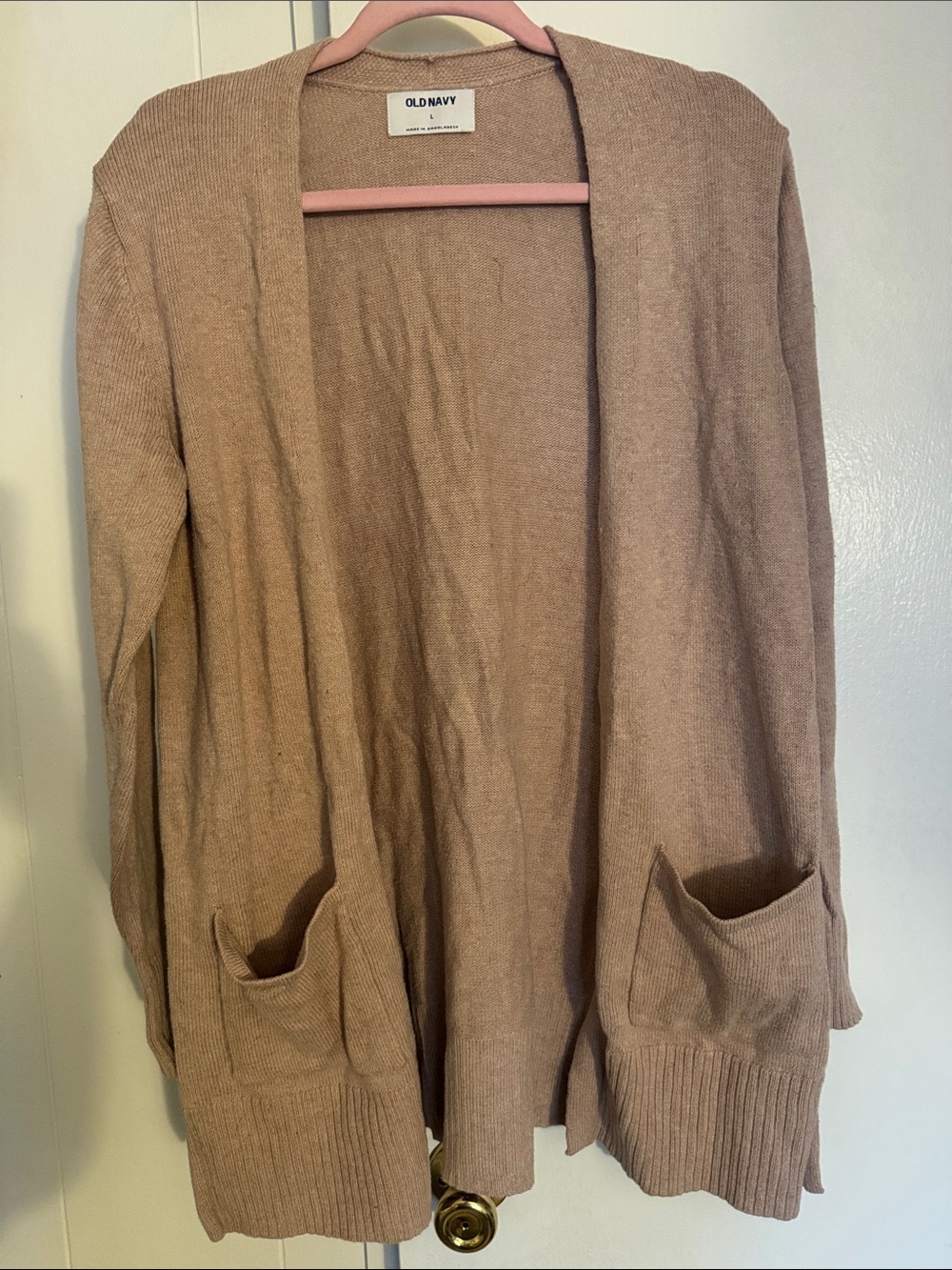 Old Navy Women's Open-Front Beige/Tan Pocket Cardigan